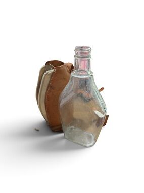 VTG Costa Rica Pura Vida Tooled Leather Glass Liquor Flask Bottle Souvenir